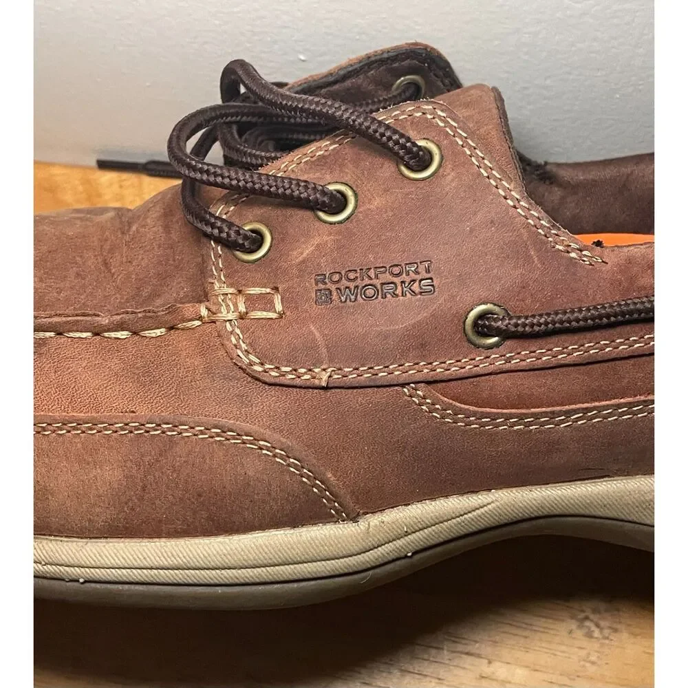 Rockport Works RK6736 Men's 13M Brown Leather EH Safety Toe Work Shoes ASTMF2413